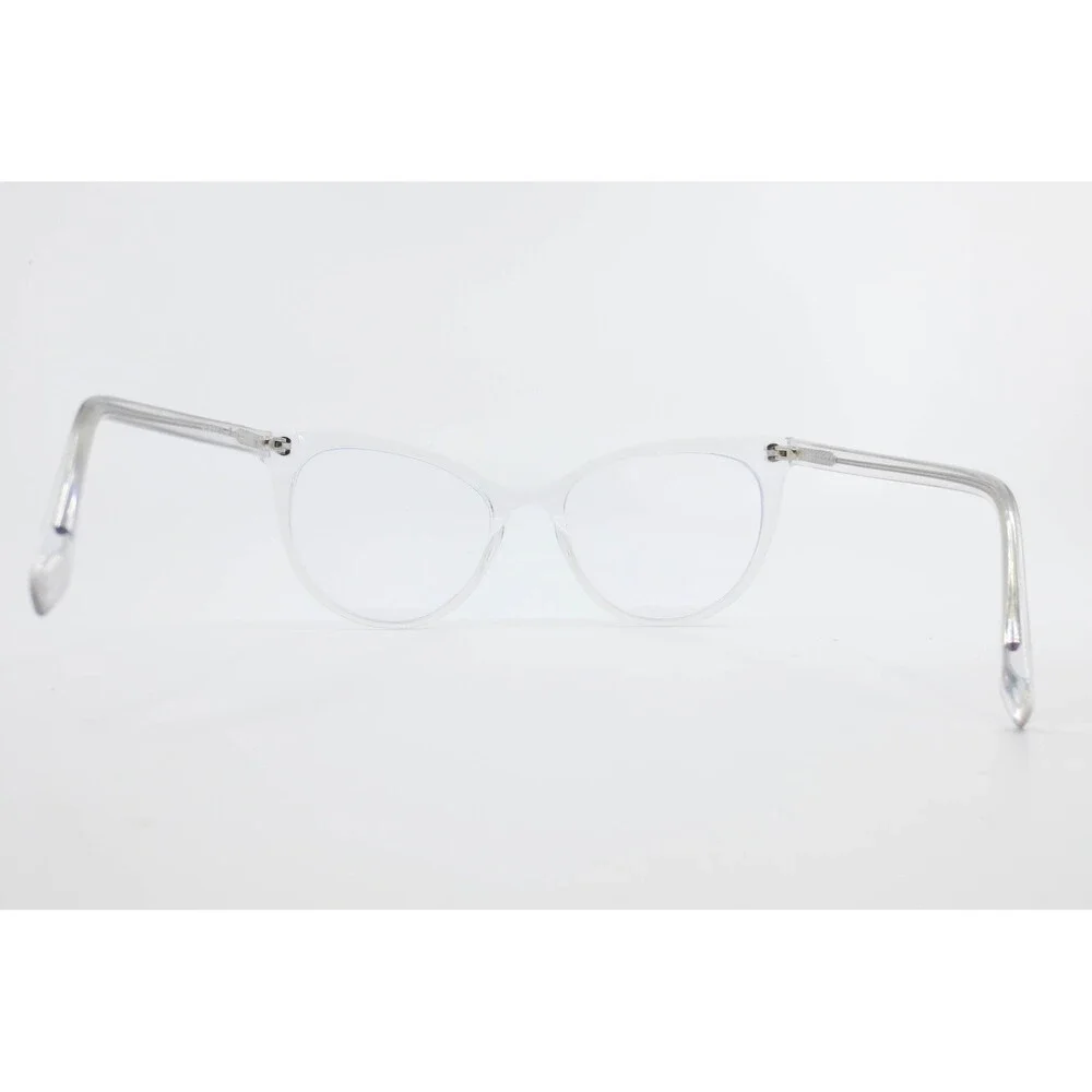 Crystal Clear Cat Eye Eyeglass Frames Silver Accent 52-19-145 Transparent 36509